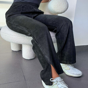 ‎ بنطلون نسائي بتصميم مريح بلون رمادي