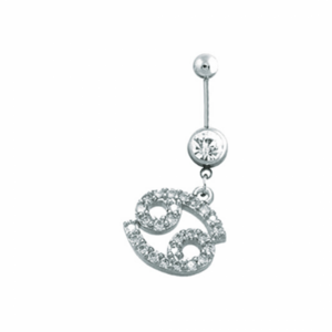 حلق لسرة -مقاوم لصدأ من الفولاذ والزركون-(برج السرطان)