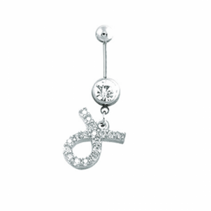 حلق لسرة -مقاوم لصدأ من الفولاذ والزركون (برج الثور)