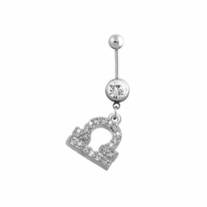 حلق لسرة -مقاوم لصدأ من الفولاذ والزركون (برج الميزان)