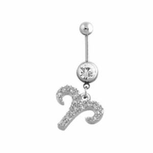 حلقة السرة - مقاومة للصدأ من الفولاذ والزركون-( برج الحمل)