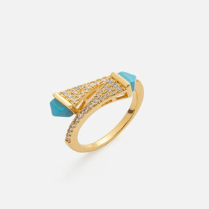 ‎ خاتم نسائي مميز باللون الذهبي