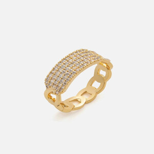 ‎ خاتم نسائي بتصميم ملفت بلون ذهبي