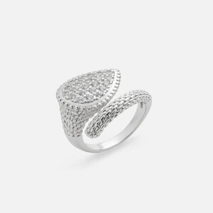 ‎ خاتم نسائي بتصميم كلاسيك بلون فضي