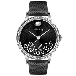 ساعة نسائي من هالو كيتي 18111 جلد أسود