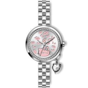 ساعة نسائي من هالو كيتي 18026 فضي ميناء زهري