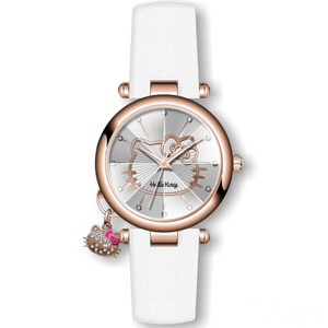 ساعة نسائي من هالو كيتي 18025 جلد ابيض